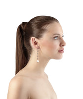 Argentum Extremis Single Drop Earring - Black Spinel & White Pearl - Black Rhodium Plated Silver - Spirito Rosa | Βραβευμένα Κοσμήματα σε Απίστευτες Τιμές