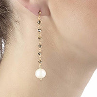 Argentum Extremis Single Drop Earring - Pyrite & White Pearl - Gold Plated Silver - Spirito Rosa | Βραβευμένα Κοσμήματα σε Απίστευτες Τιμές