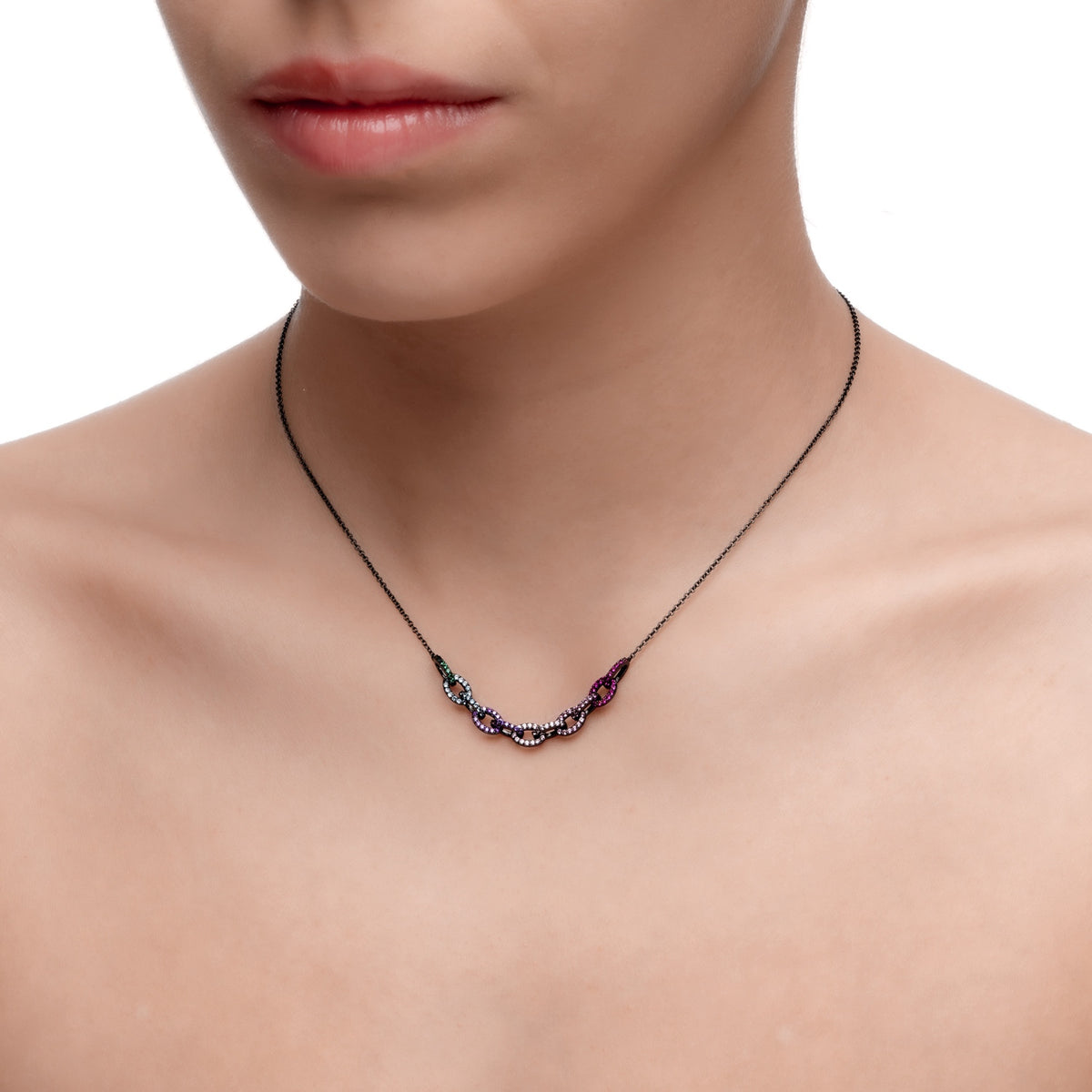 Egeria | Orchid Necklace | Multicolour | Black Rhodium Plated 925 Silver