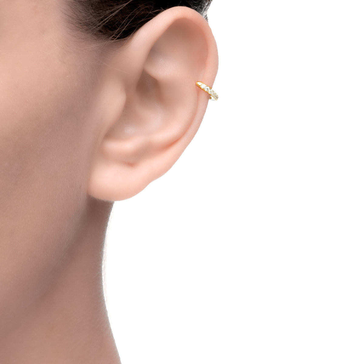 Cardea | Morel Single Earcuff | 925 Silver | Yellow Enamel &amp; White CZ | 14K Gold Plated