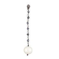 Argentum Extremis Single Drop Earring - Black Spinel & White Pearl - Black Rhodium Plated Silver