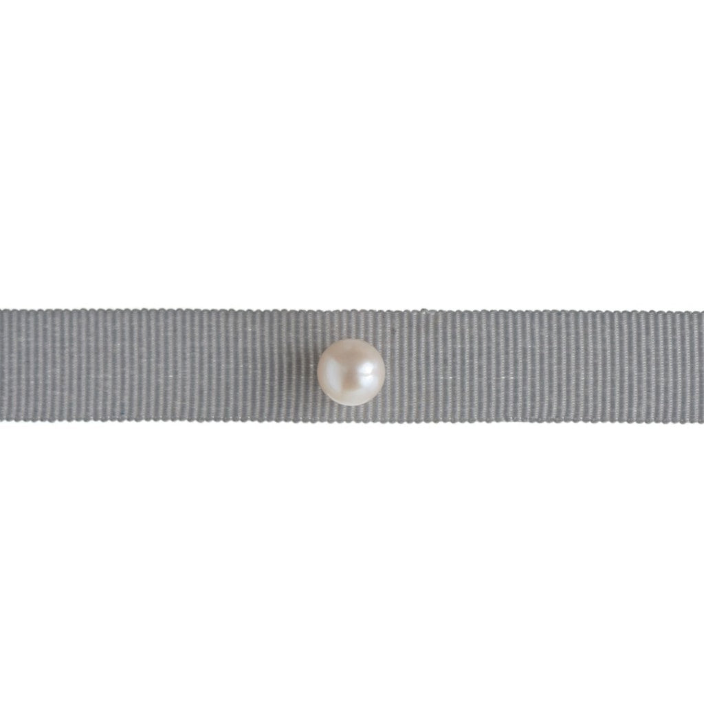 Omnia Solitaire Choker - White Pearl - Grey Ribbon - Spirito Rosa | Βραβευμένα Κοσμήματα σε Απίστευτες Τιμές